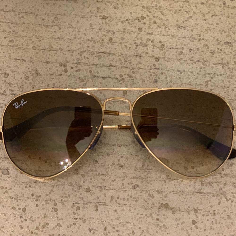 Ray-ban gold and brown aviator sunglasses